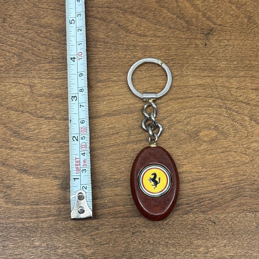Super Rare Ferrari Briar Wood oval Keychain Key Fob